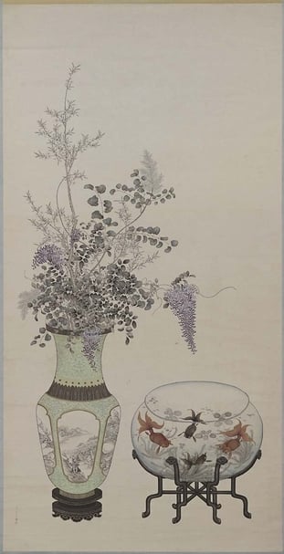 圖12 清陳兆鳳〈博古花草〉，231.7×117.7公分。圖︱國立故宮博物院