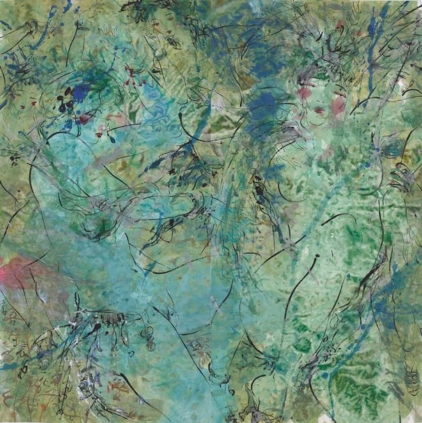 周于棟《賞飛花》,水墨紙本,180 x 90 cm,2件。(c@ns project提供)