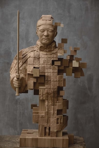 韓旭東《秦劍》，美西側柏，110×67×37cm，2017。（東之畫廊提供）