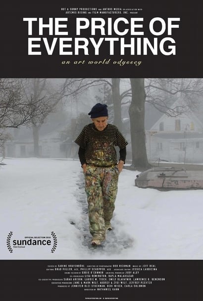 藝術家賴瑞．彭斯（Larry Poons）走去工作室途中，紀錄片《萬物有價》（The Price of Everything）海報。（© 紀錄片《萬物有價》）