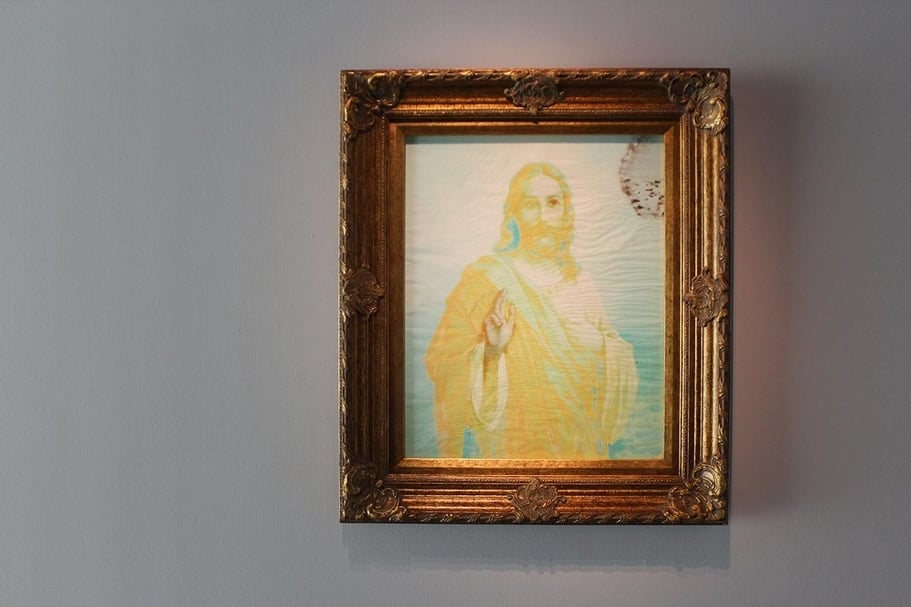 牛俊強《神像》（The Portrait of Divinity）複合媒材，53 x 43 cm，2018。（TKG+提供）