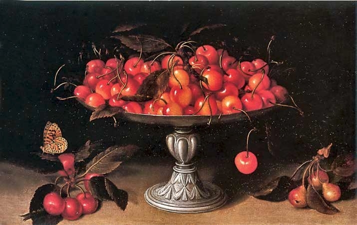 菲德．嘉麗吉亞 ，《櫻桃》，約1610 年，油彩．畫板，28×42.5公分，義大利坎波內，由席凡諾．洛迪收藏。