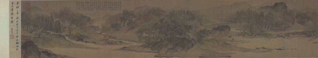 傳惠崇〈江南春圖〉卷(現名〈溪山春曉圖〉卷),絹本設色,北京故宮博物院藏。圖為局部。