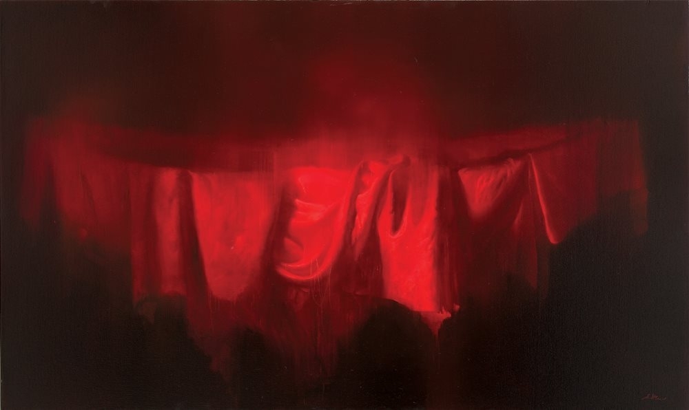 李足新《紅色的記憶-1》，油彩、畫布，97x163 cm，2009。（双方藝廊提供）
