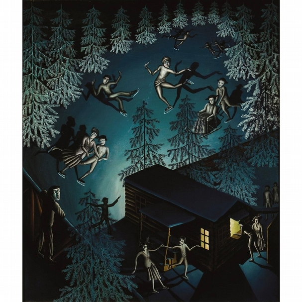 《溜冰者》（Die Schilittschuhläufer），畫布油畫，82.5x70.5cm，1920年代。（© sothebys.com）