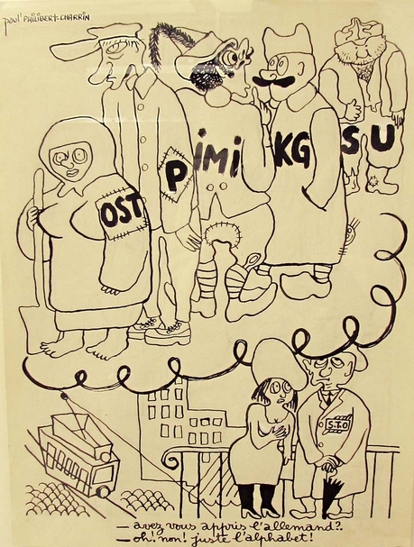 菲利伯．夏杭作品《所以你學會德文了嗎？什麼，只會字母？》。（ © NS-Dokumentationszentrum der Stadt Köln）