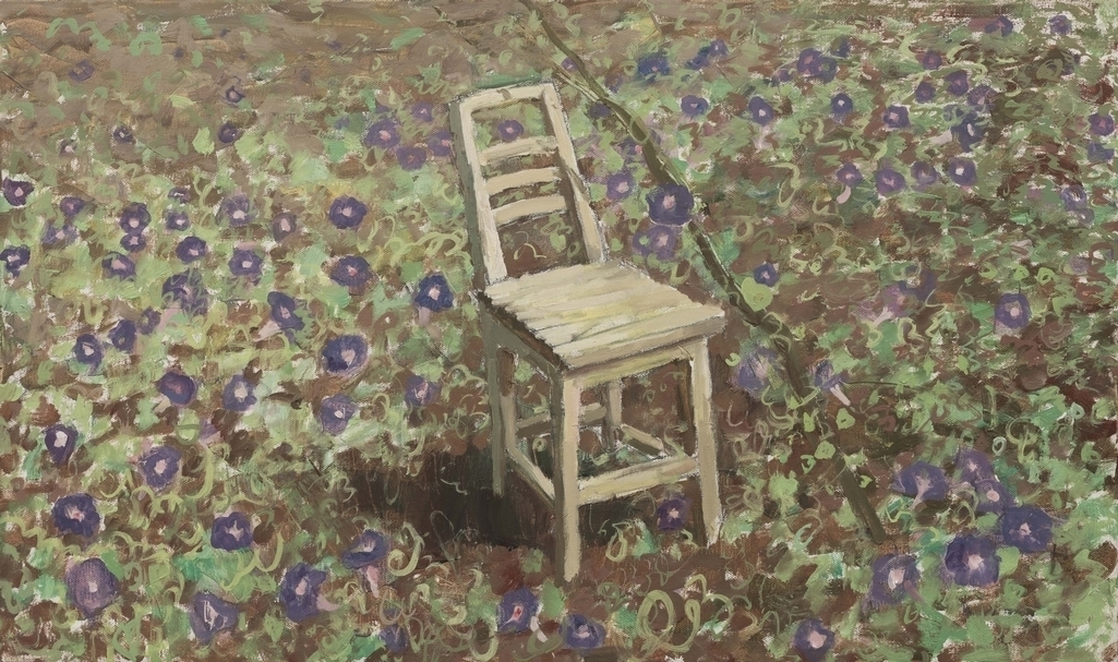 毛旭輝作品《圭山，被牽牛花包圍的靠背椅》。（本刊資料室）