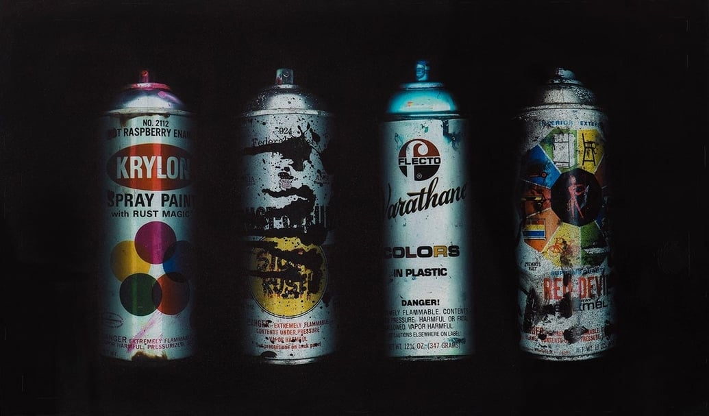 Stash《FOUR PACK》， 絲網印刷畫布，藝術家原裝畫框， 71 x 119.5 公分，2002， 估價： 50,000 -70,000港元 （蘇富比提供）
