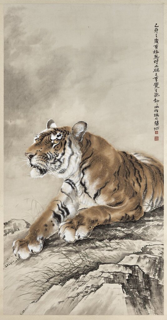 民國胡藻斌〈威豪氣象〉，142.4×73.8公分，胡始康捐贈。