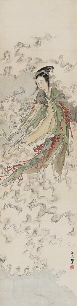 任薰〈天女散花〉，設色絹本立軸，161×40.7公分。©北京故宮博物院。