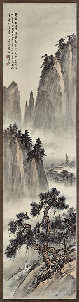 民國黃君璧〈冬景山水〉，184.2×45.8公分，黃君璧遺贈。