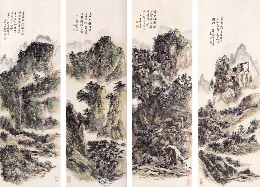 黃賓虹1949年作〈山水四絕〉。（本刊資料室提供）