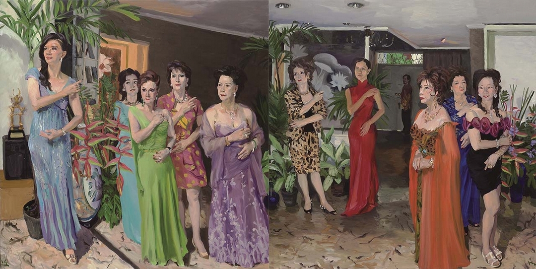 劉小東《記憶樹-1》，油彩、畫布，200×400cm，2014。（誠品畫廊提）