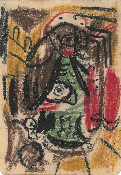 吳大羽《無題》，油性蠟筆、紙，14.8x10.2cm，年份不詳。（大未來林舍畫廊提供）