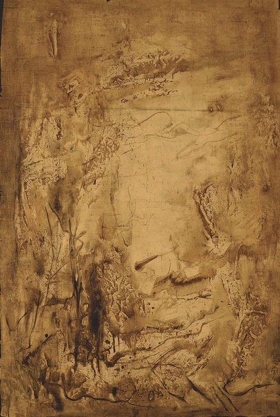 鍾泗濱《自然》，綜合媒材、畫布，148×101.5cm，1965。（亞洲藝術中心提供）
