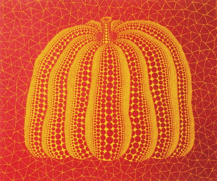 草間彌生（Yayoi Kusama）《A Pumpkin (RD)》，版畫，27x32.5cm，2004。（社團法人中華民國畫廊協會提供）