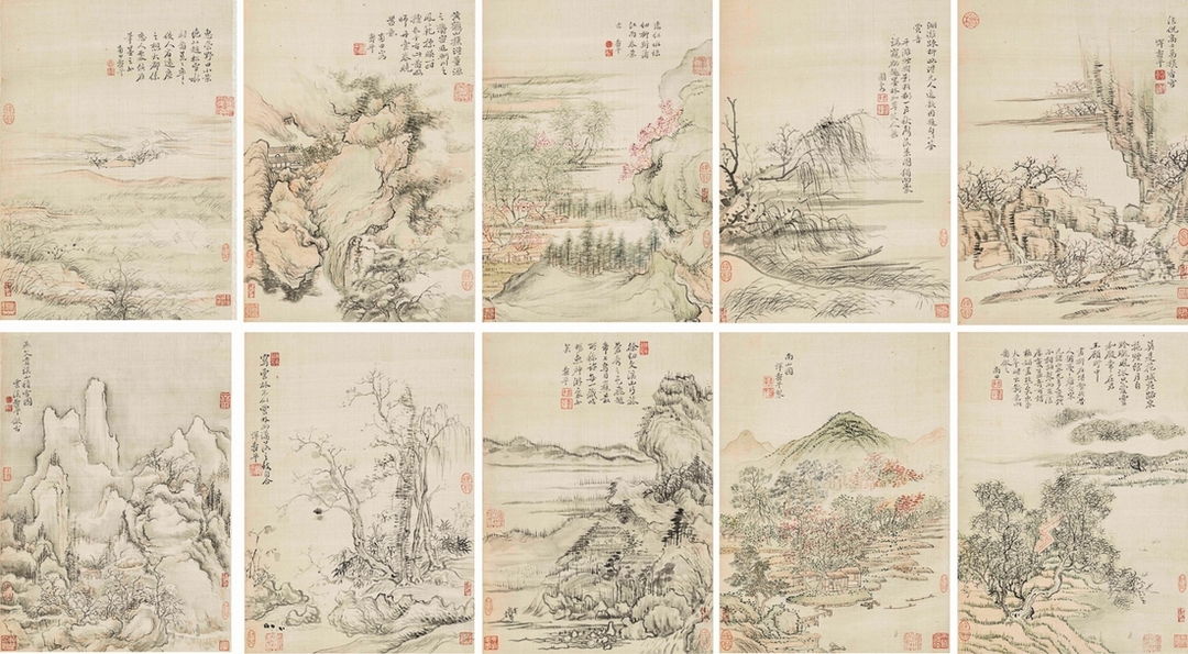 惲壽平《擬宋元山水冊》，設色絹本、冊頁十開，34x24.5cm，估價：1,600,000-2,200,000港元。（邦瀚斯提供）