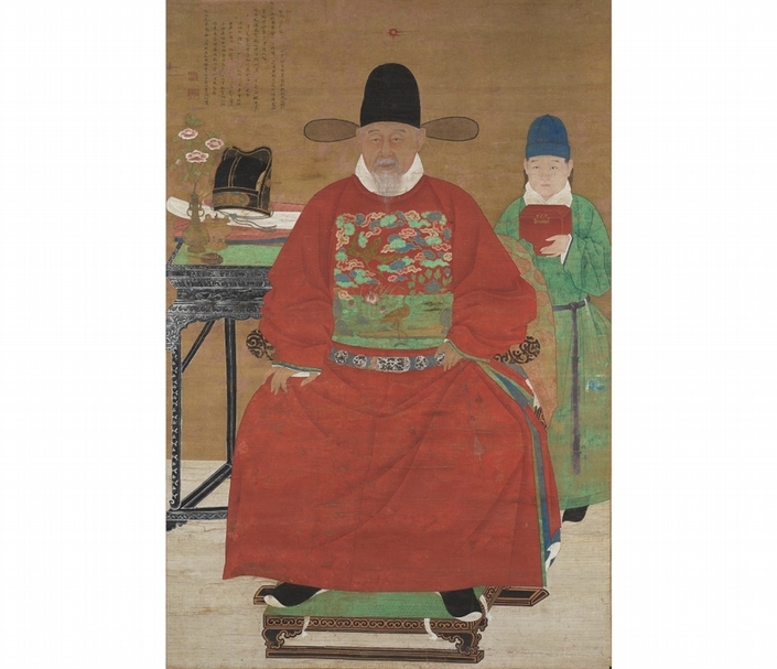 明 佚名《一品文官常服像》，設色絹本、鏡框、華誠題識，156 x 104.5cm ，估價：300,000-500,000港元。（邦瀚斯提供）