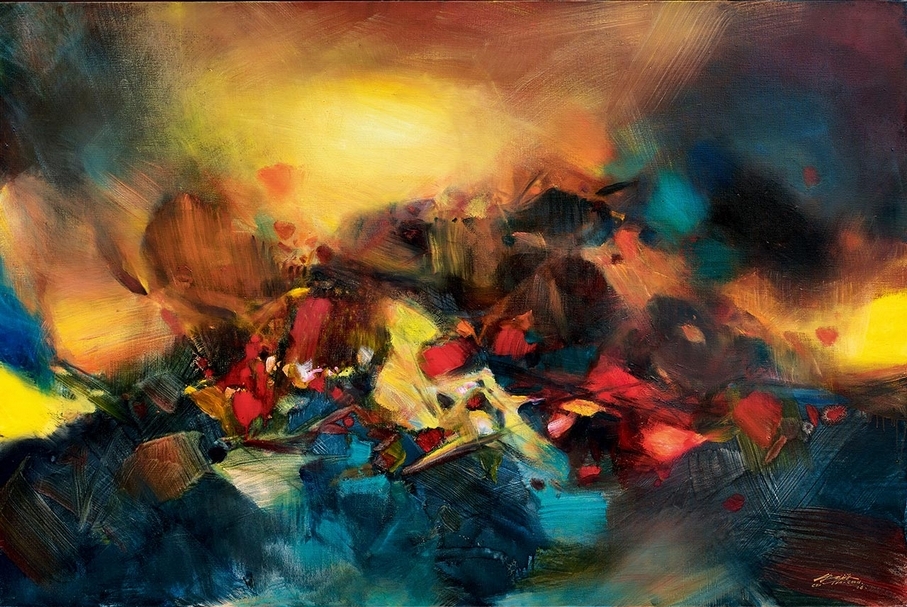 朱德群《擴張》，油彩、畫布，130×195cm，2006， 估價：9,800,000-15,000,000港元。（中國嘉德(香港)國際拍賣提供）
