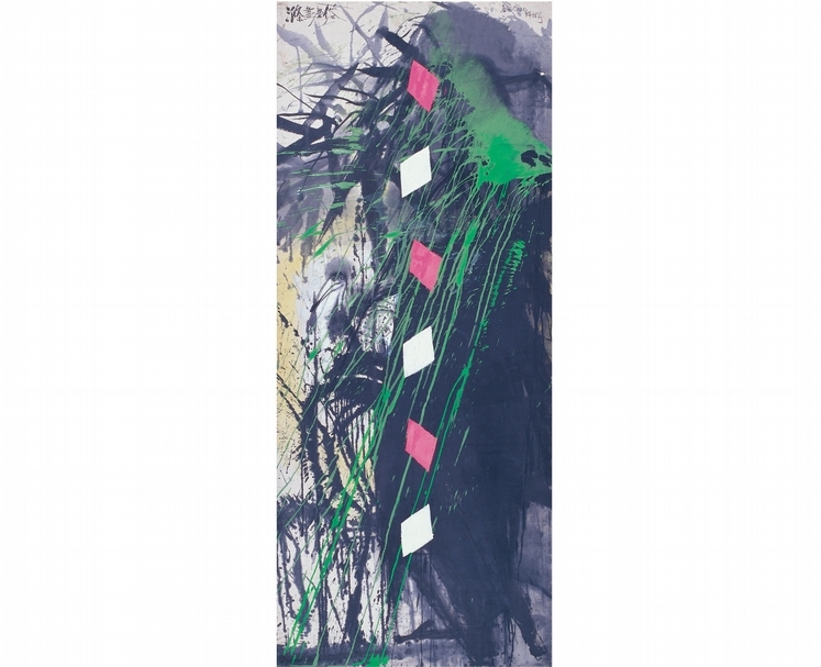 趙春翔《滌盡塵俗》 紙、水墨、壓克力彩、畫布，239 × 127 cm，1984-1990。（本刊資料室）