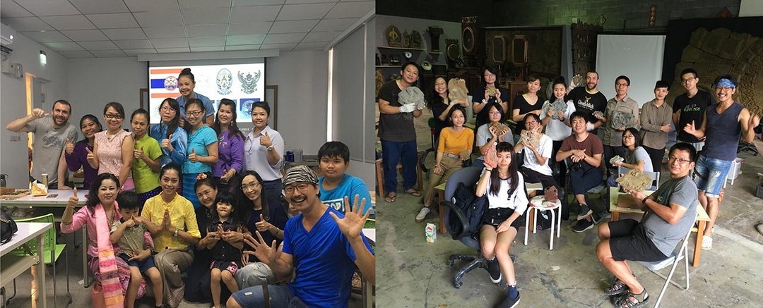 這件作品在台灣進行二次工作坊，一次在藝術家工作室邀請台灣人，一次在桃園新住民會館邀請住在桃園的泰國朋友。（涂維政提供）