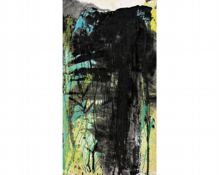 趙春翔《內外湛明》，彩墨、紙本，179x96cm，1991，估價：500,000-600,000港元。（中國嘉德(香港)國際拍賣提供）