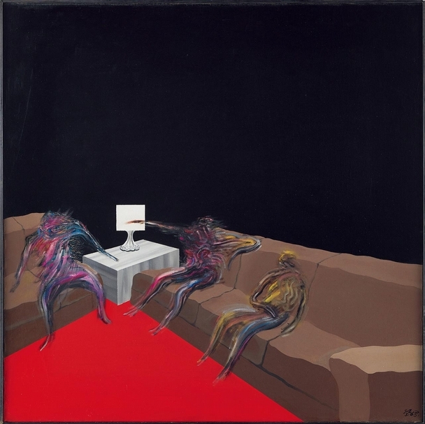 夏陽《客廳》，油彩、畫布，96.5x96.5cm，1968，估價：400,000-600,000港元。（中國嘉德(香港)國際拍賣提供）