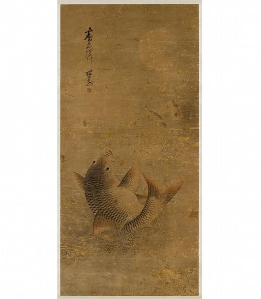 「經典寶藏」展品，蔡九五《躍鯉圖》。（台北市立文獻館提供）