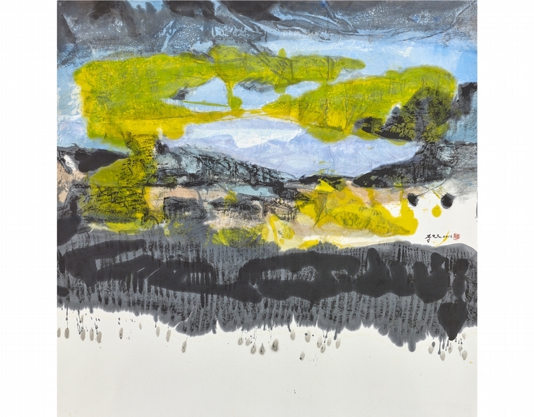 李重重《風潮》，水墨設色、紙本，90.5×91cm，2013。（尊彩藝術中心提供）