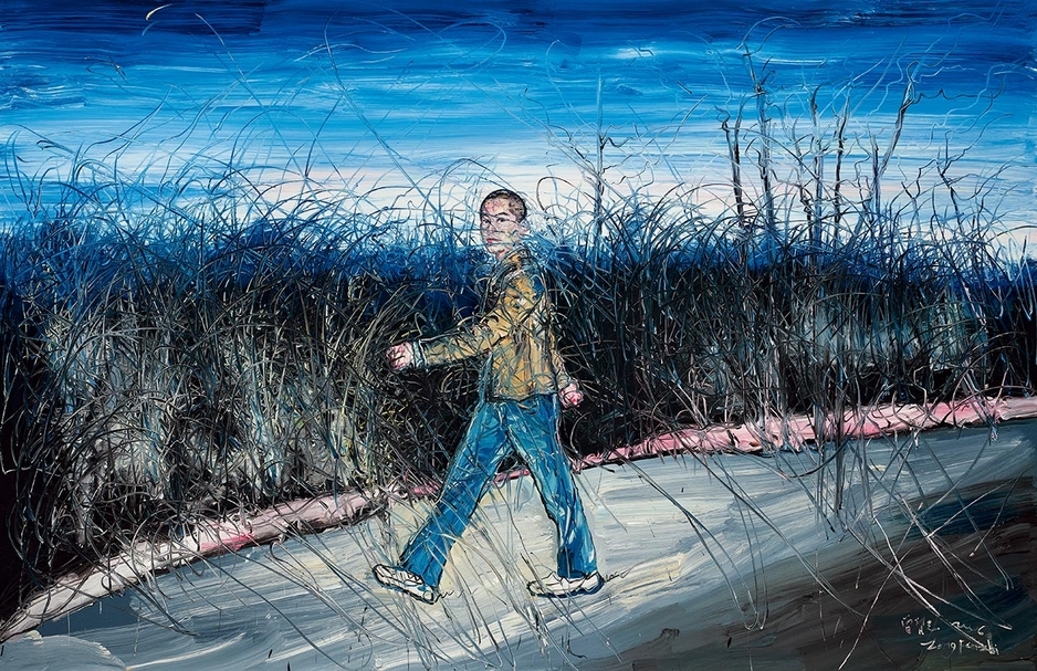 曾梵志《自畫像（行進者）》，油彩、畫布， 215 × 330.5 cm，2006。估價: HK$ 10,000,000 – 15,000,000。（中國嘉德(香港)國際拍賣提供）
