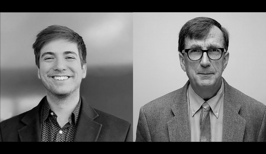 2020年第12屆台北雙年展策展人為布魯諾．拉圖（Bruno Latour，右）與馬汀．圭納德林（Martin Guinard-Terrin，左）。（策展人與台北市立美術館提供）