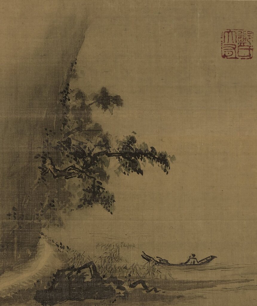 明鄭大有〈扁舟詩思〉、〈溪岸觀月〉，《名人圖畫冊》第三、四開，國立故宮博物院藏。