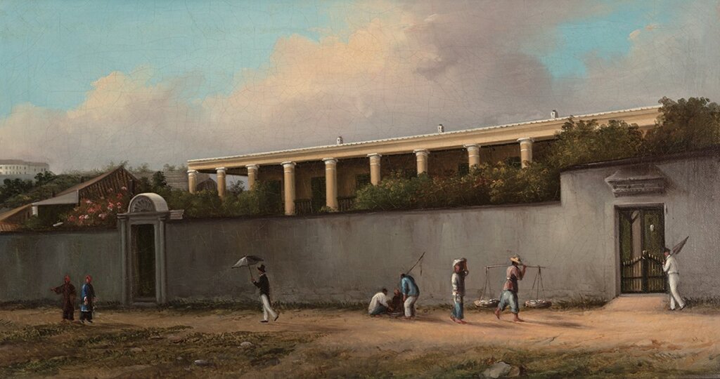 約1843年〈納撒尼爾.金斯曼澳門宅邸〉,愛德華.蒂德曼(Edward G. Tiedemann, Jr.)藏。圖/愛德華.蒂德曼。