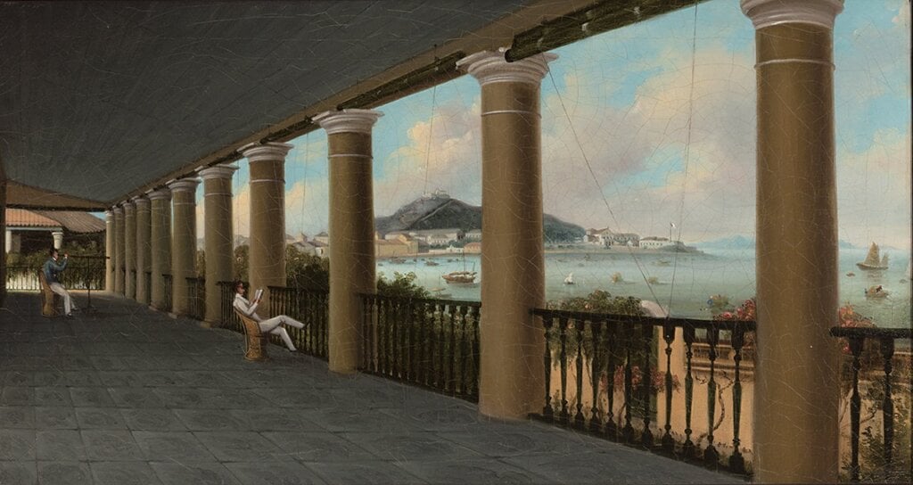 約1843年〈納撒尼爾.金斯曼澳門宅邸〉,愛德華.蒂德曼(Edward G. Tiedemann, Jr.)藏。圖/愛德華.蒂德曼。