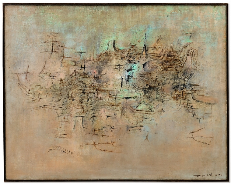趙無極1954年的作品《山村》。（© Sotheby's）