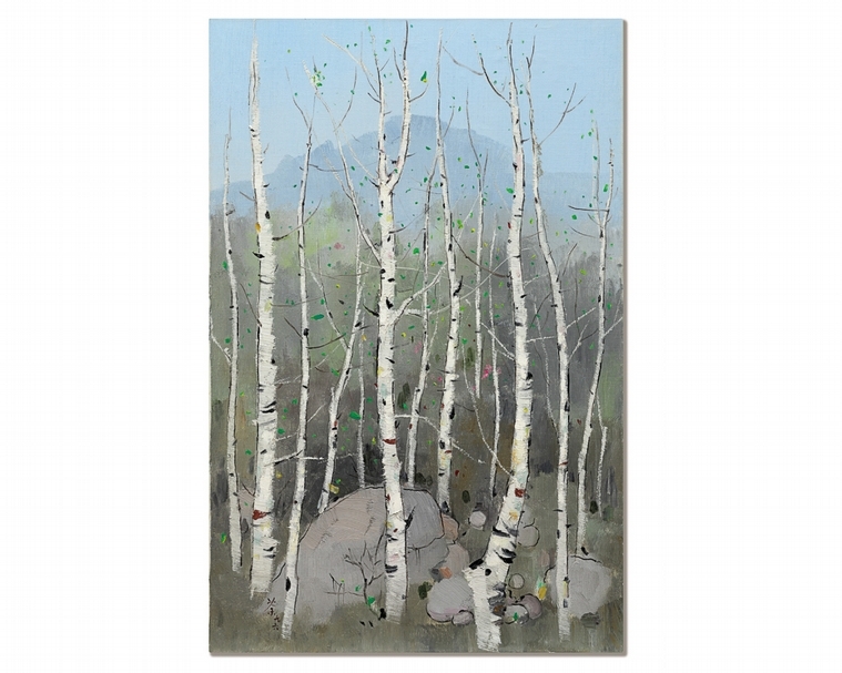 吳冠中1996年的作品《北國春》。（© Sotheby's）