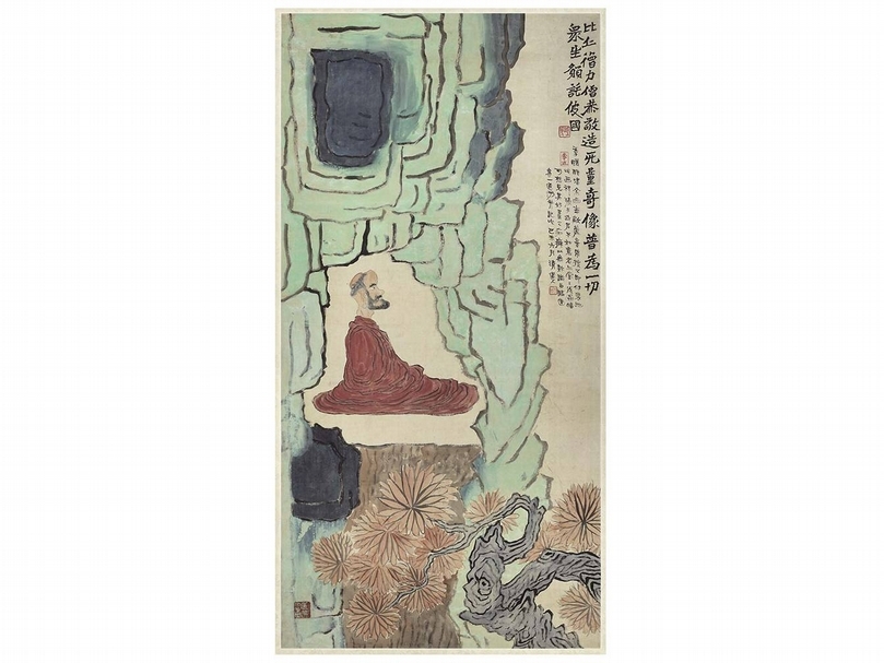 李瑞清〈無量壽佛〉，105×53公分，摩耶精舍舊藏。圖片提供：國立故宮博物院