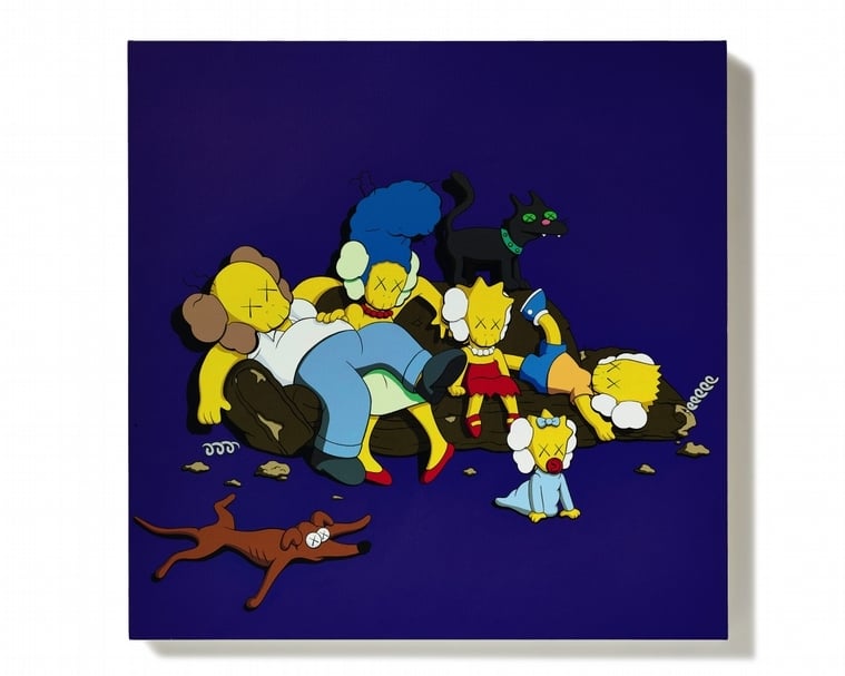 KAWS以辛普森家族所創作的系列作品《無題（KIMPSONS #3）》，2003。（© Sotheby's）
