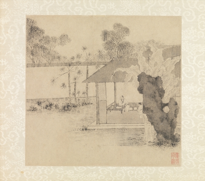 明文徵明《拙政園圖冊》其中一開。圖片來源：美國大都會博物館。