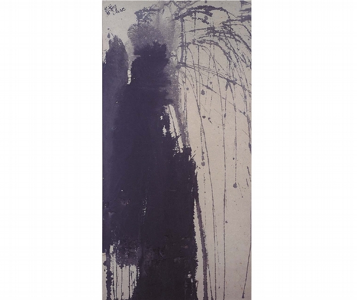 趙春翔《隕星》 紙、水墨、壓克力彩、畫布，121×61cm，1970年代。（本刊資料室）