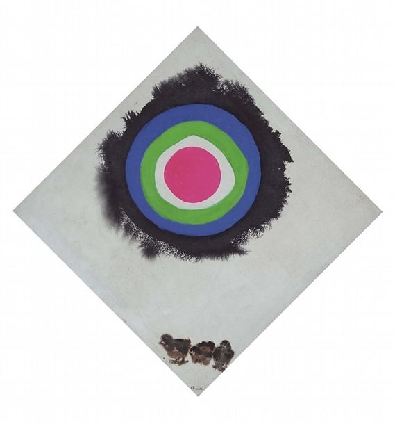 趙春翔《待哺》 油彩、壓克力彩、畫布，80.6×80.6cm，1973。（本刊資料室）