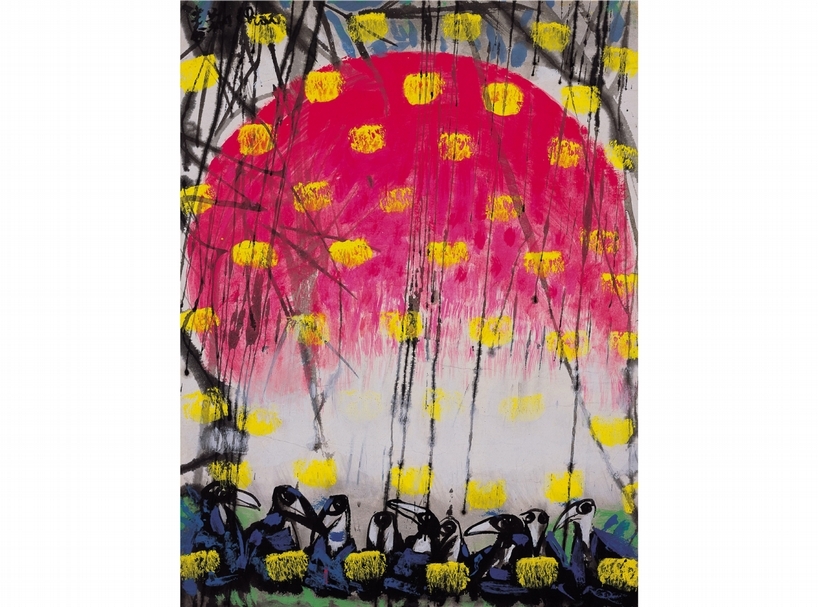 趙春翔《福降大地》，水墨、壓克力彩、紙，80.5x61cm，約1980。（亞洲大學現代美術館提供）