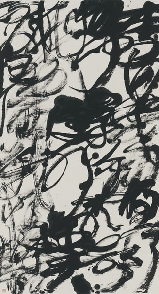 王冬齡,《李白 贈汪倫》,2016年,宣紙、水墨,180×97公分,本書作者收藏。