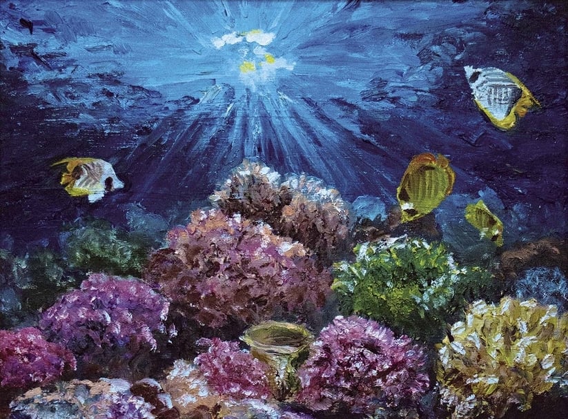 Olga Belka《At Sunrise》，特殊水中顏料，40×30cm，2017。（台北新藝術博覽會提供）