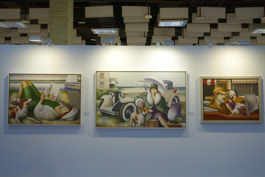西班牙藝術家Fabio Hurtado的作品多取材自1920、1930年代的電影場景。（攝影／Emma）