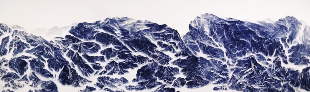 吳季璁《氰山集之五十七》,300x90cm,氰版、宣紙、壓克力膠。(絕版影像館提供)