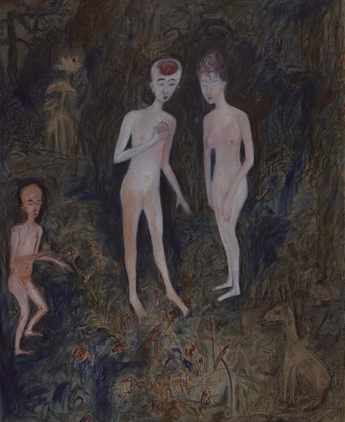于彭《桃花源》，油彩、畫布，161.5×130cm，2011-2013，私人收藏。（台北市立美術館提供，©何醇麗 ）