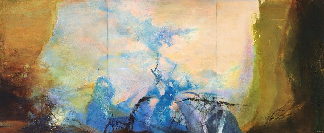 趙無極《三聯作 1987-1988》，油彩、畫布，200×486cm，1987-1988。（佳士得香港提供）