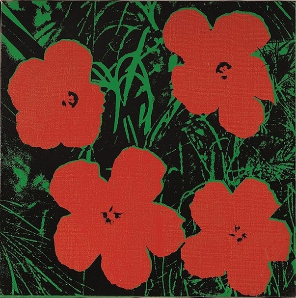 安迪‧沃荷《花》，絲印油墨麻布，1964。（富藝斯提供）