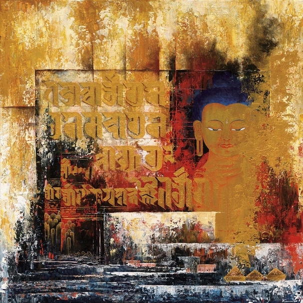訶莎．卡瑪《Presencell》壓克力、畫布，119×119cm，2016。（丹之寶藝廊、藝術家提供）